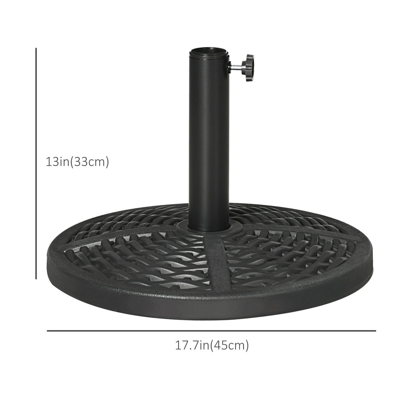 18" Market Umbrella Base Holder, Heavy Duty Round Parasol Stand with Rattan Design for Patio, Black