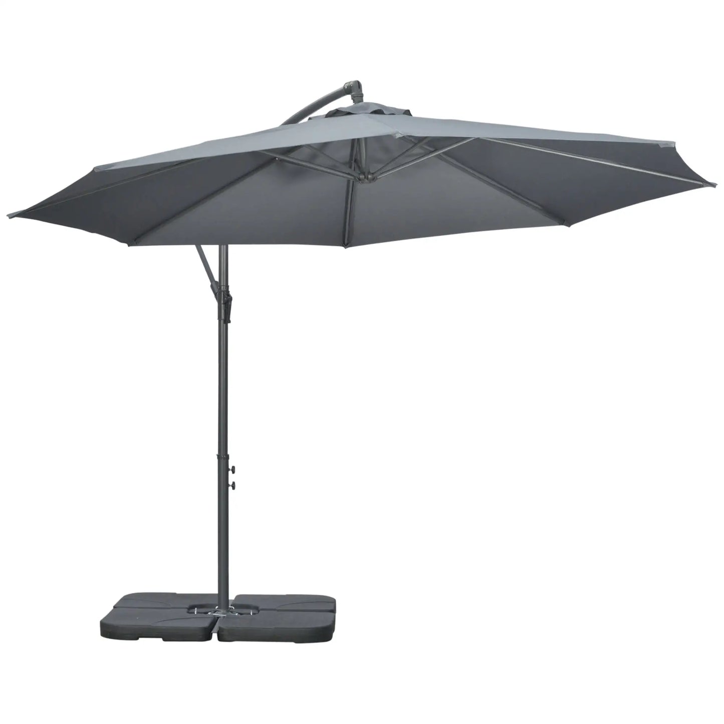 9.6ft Offset Patio Umbrella with Base, Crank, Dark Grey