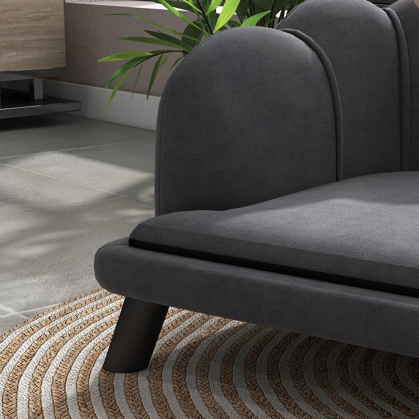 Dog Couch Pet Sofa Cat Bed with Removable Cushion Wood Legs for Medium and Large Dogs, Dark Grey