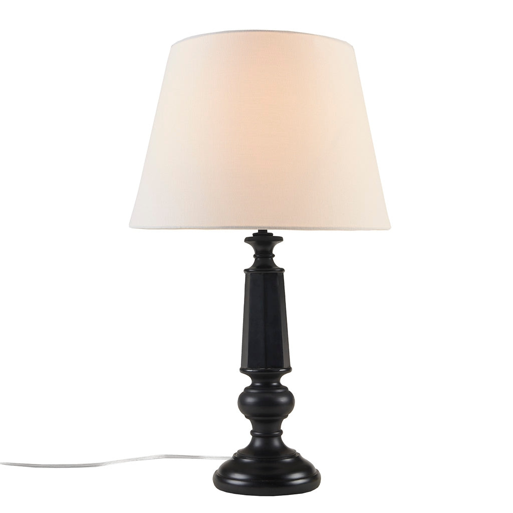 Classic Sculptural Pedestal Resin Table Lamp, Black