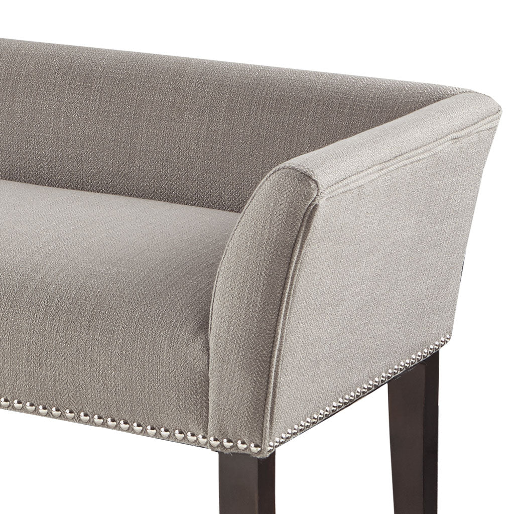 Flared Low Arm Low Back Accent Bench Chair, Grey