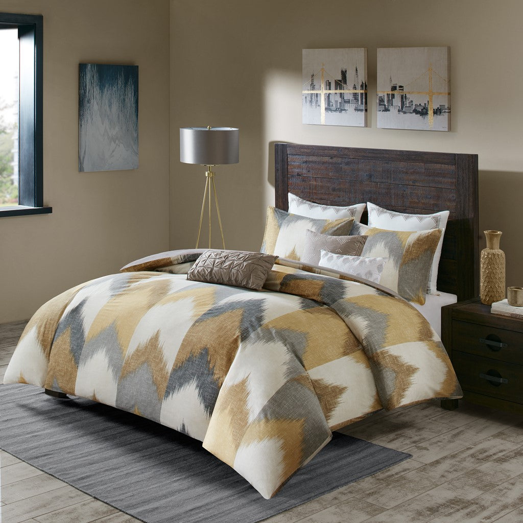 Ikat Chevron 3-Piece Comforter Set, Yellow