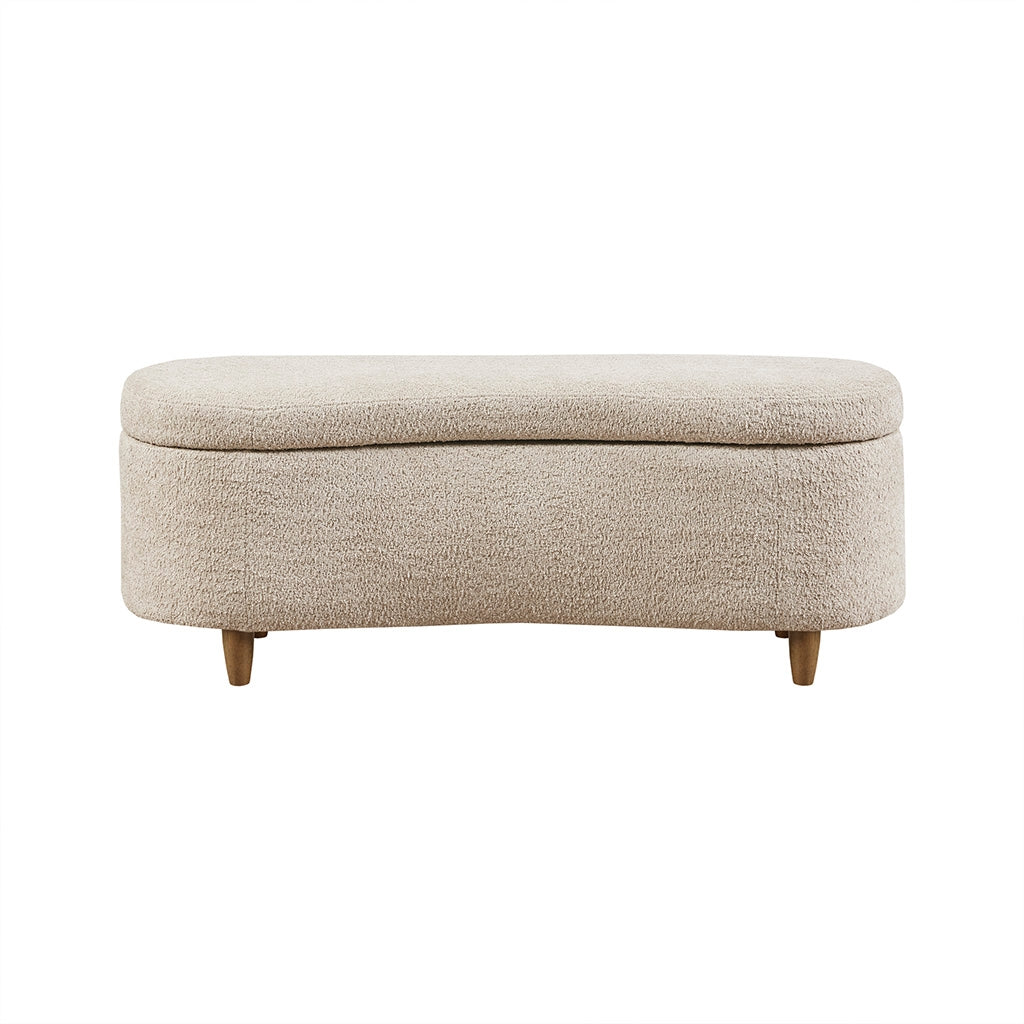 Boucle Flip Top Storage Bench, Light Taupe