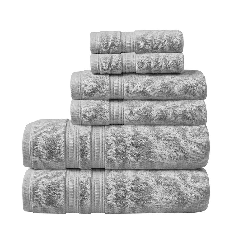 750g Premium Antimicrobial 6-Piece Towel Sets, Light Grey