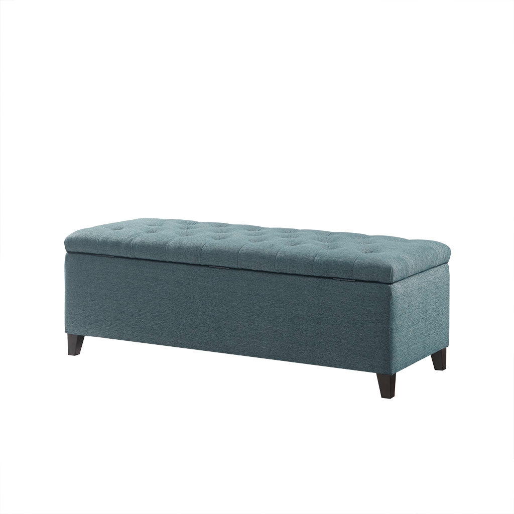 Button Tufted Modern Storage Bench Ottoman, Blue