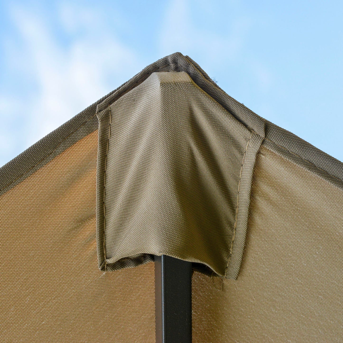 15' Outdoor Patio Umbrella with Twin Canopy Sunshade Steel Table Umbrella w/ Lift Crank, Cross base, Sandbag, Brown