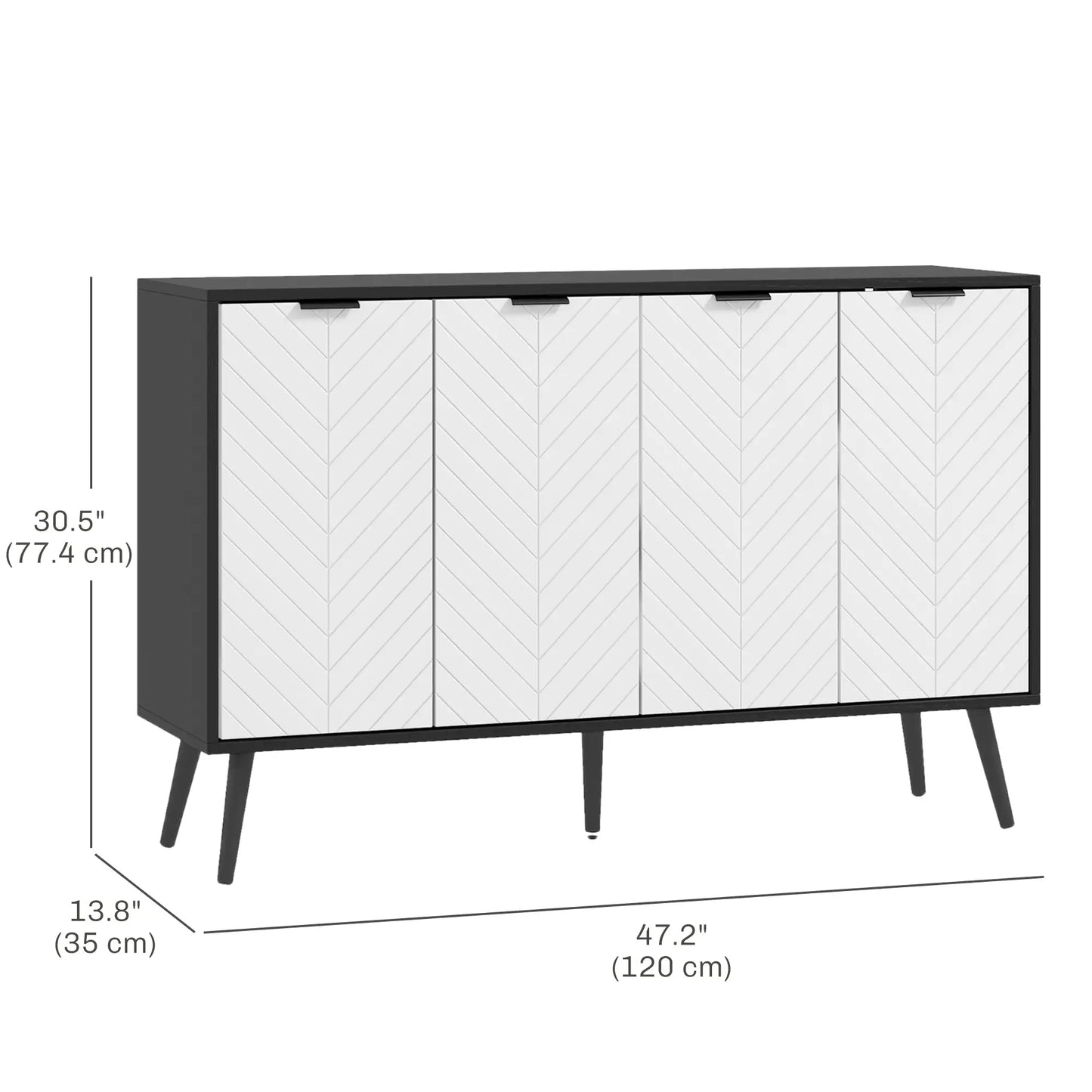 Modern Sideboard Buffet, with Adjustable Shelves in Black