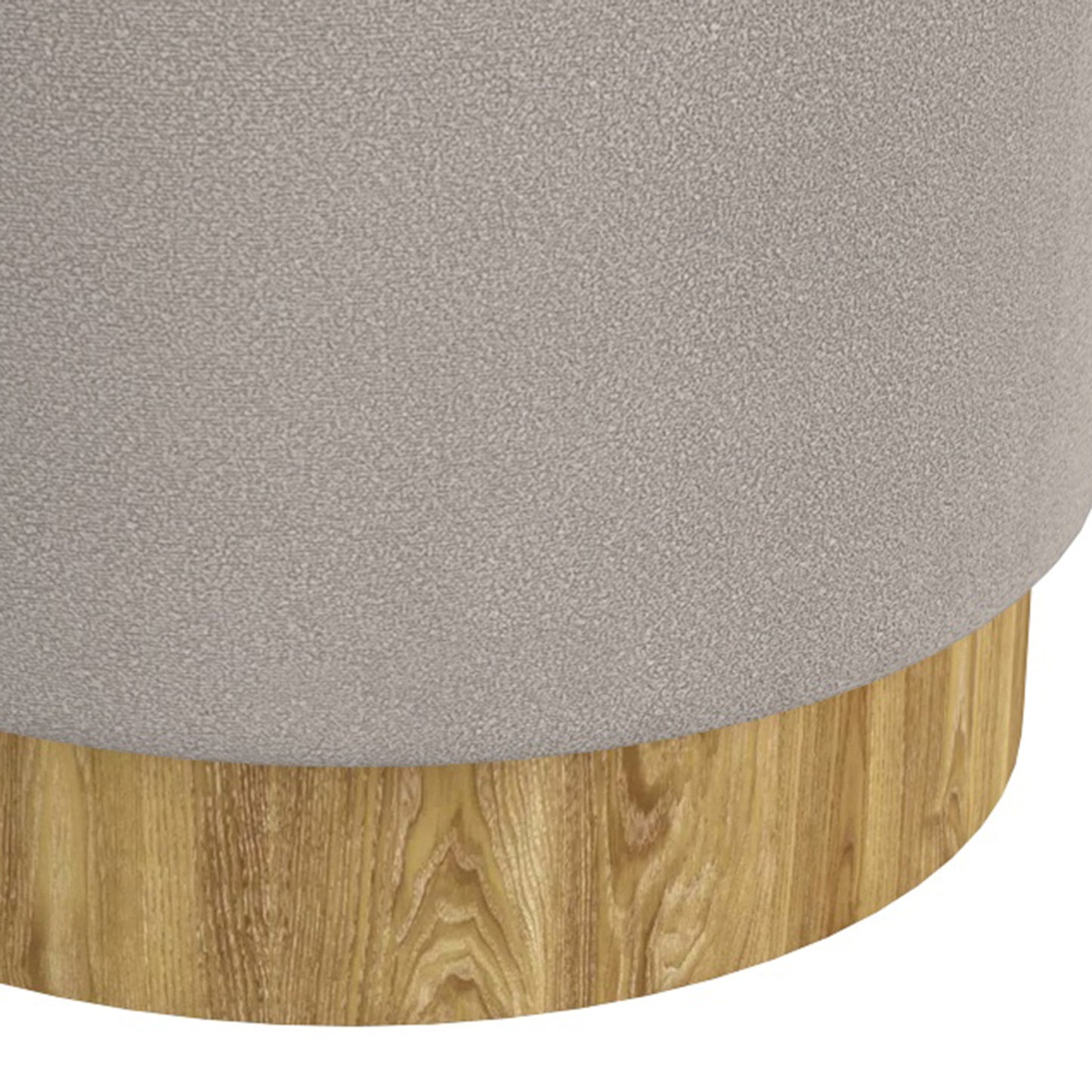 Alya Round Storage Ottoman in Warm Grey and Natural