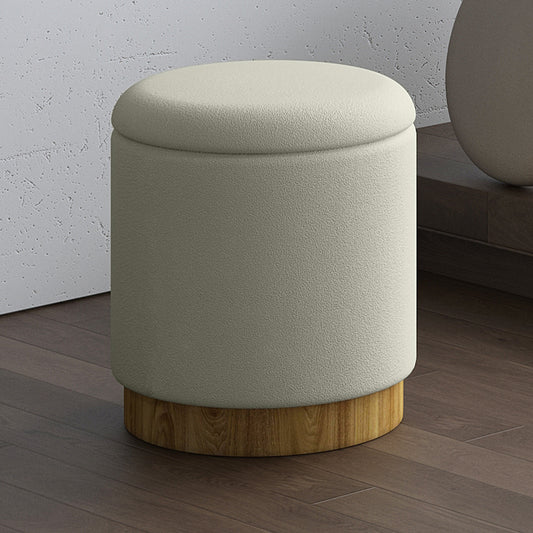 Alya Round Storage Ottoman in White and Natural