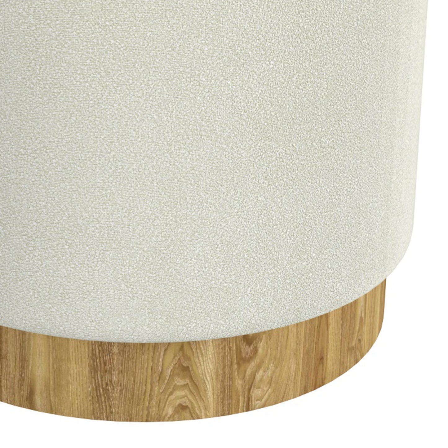 Alya Round Storage Ottoman in White and Natural