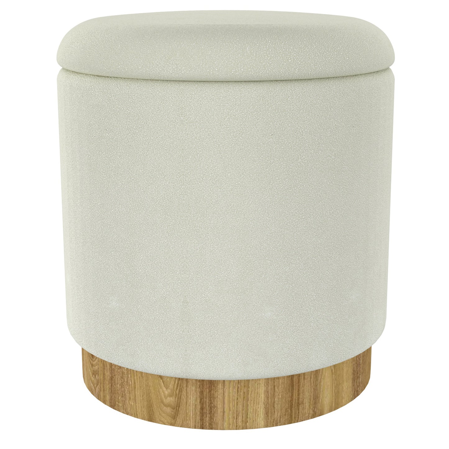 Alya Round Storage Ottoman in White and Natural