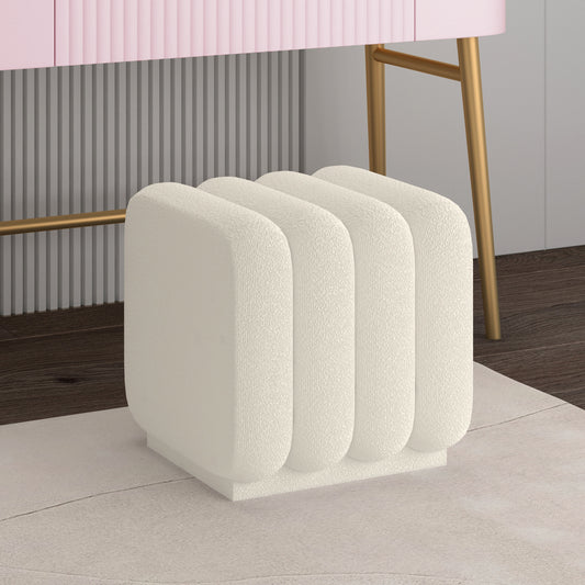 Rigel Small Square Ottoman in Ivory Boucle (1 Pc)