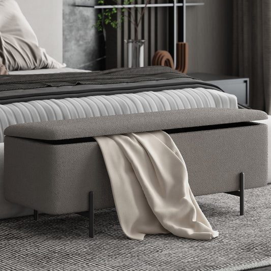 Erzo Storage Ottoman Bench in Warm Grey and Black