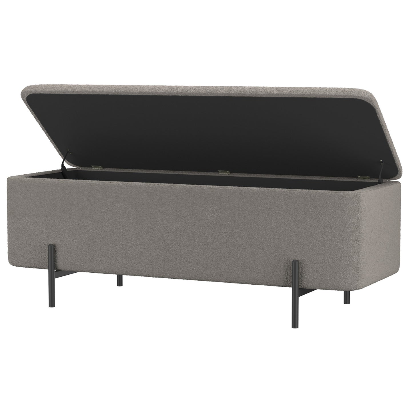 Erzo Storage Ottoman Bench in Warm Grey and Black