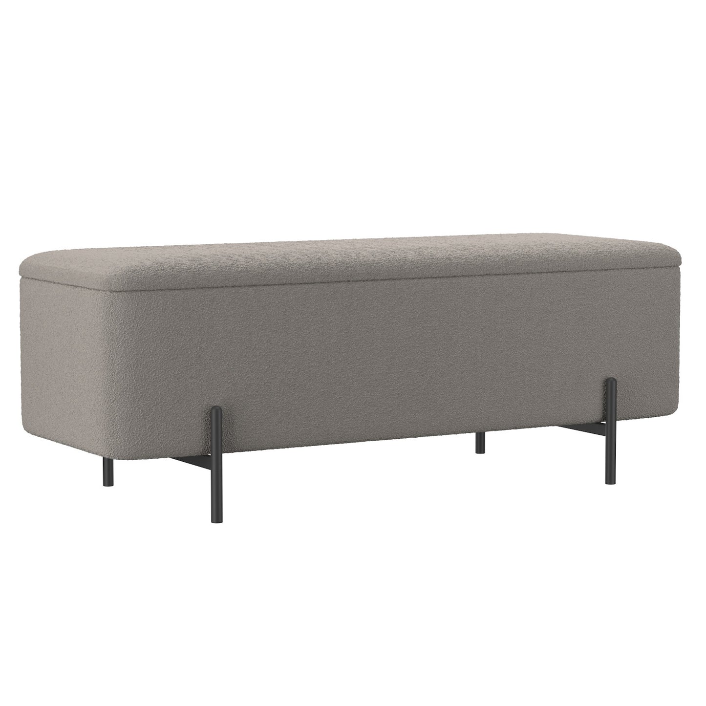 Erzo Storage Ottoman Bench in Warm Grey and Black