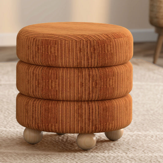 Willo Round Ottoman in Rusty Brown