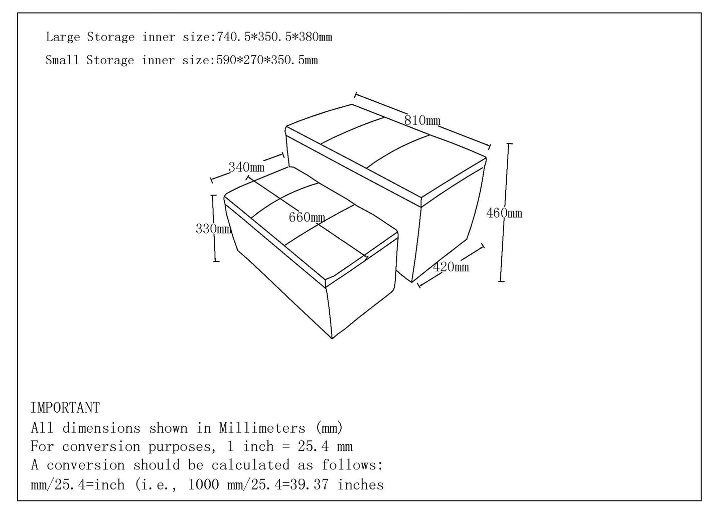 Levi 2pc Rectangular Storage Ottoman Bench Set in Light Grey Fabric