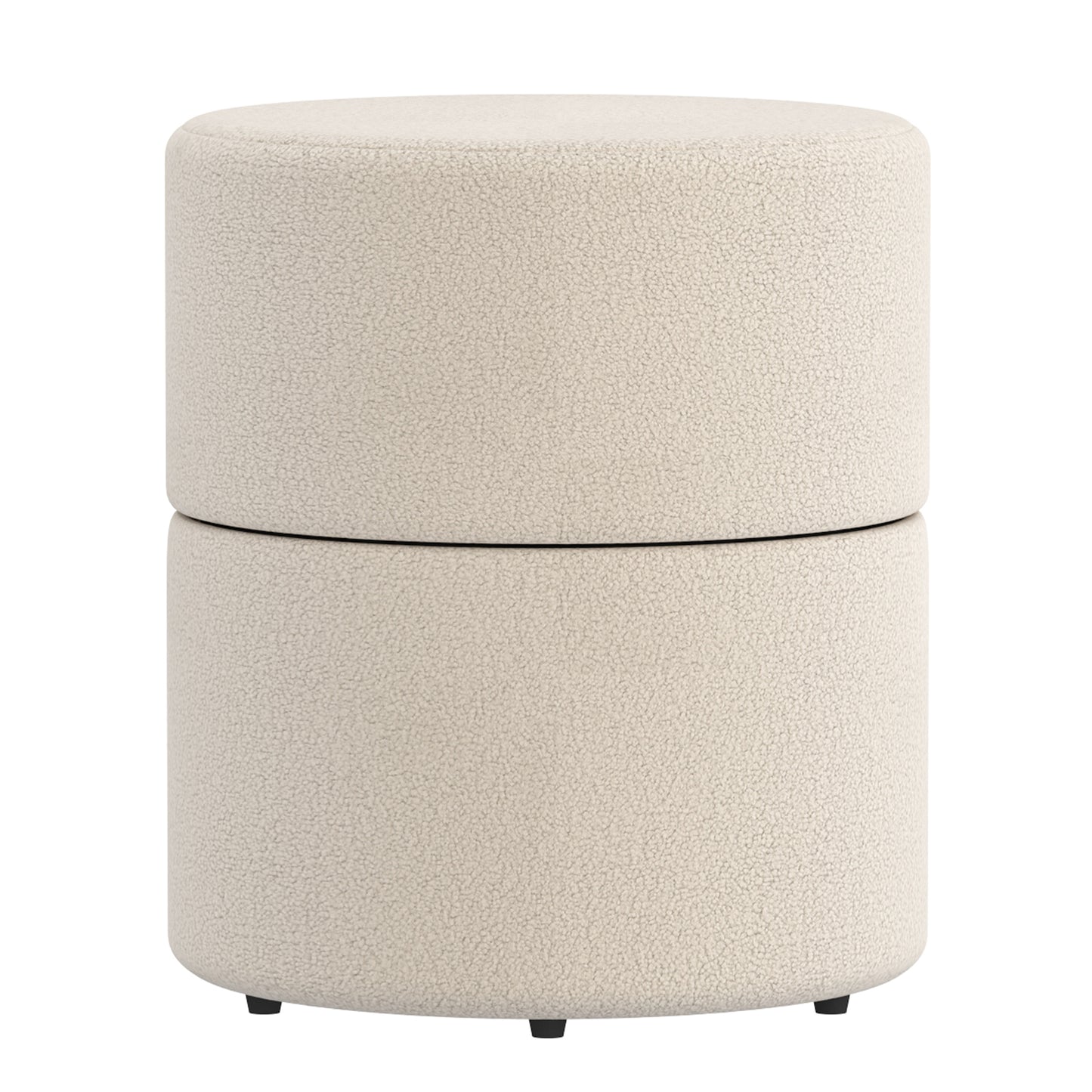 Novar Round Ottoman in Warm White Boucle