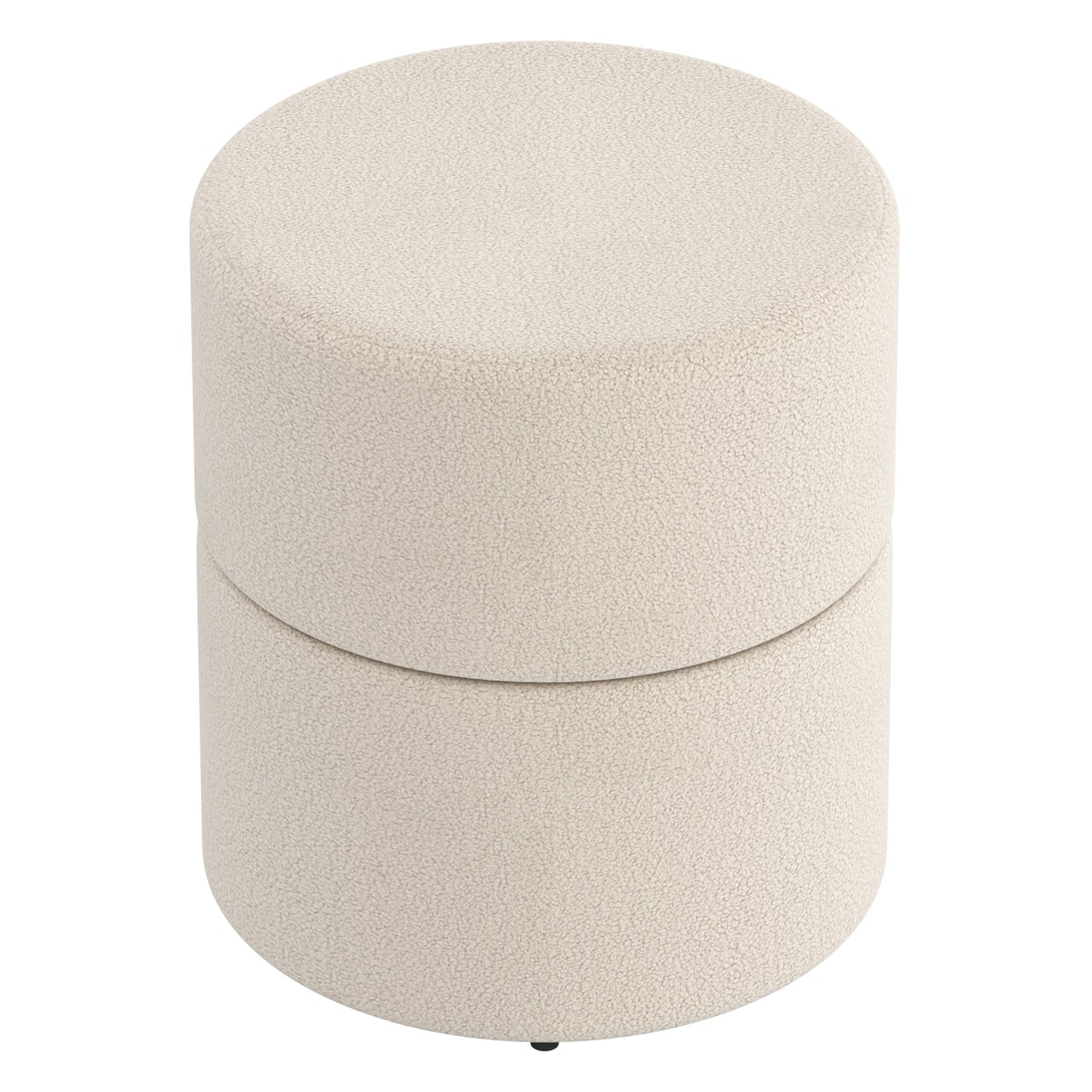 Novar Round Ottoman in Warm White Boucle