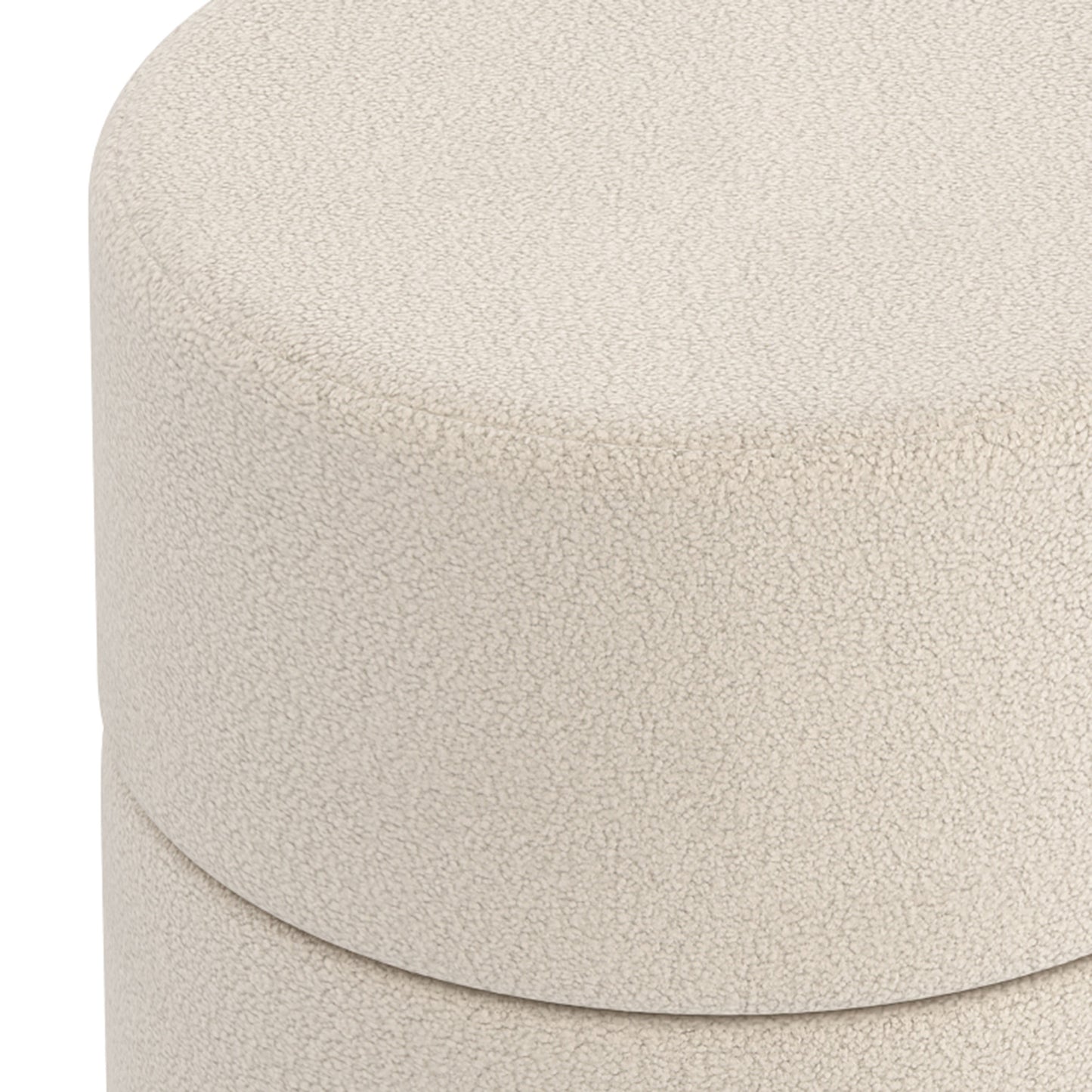 Novar Round Ottoman in Warm White Boucle