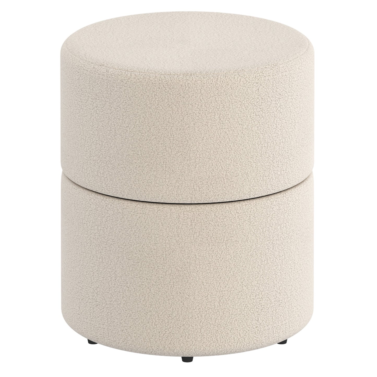 Novar Round Ottoman in Warm White Boucle