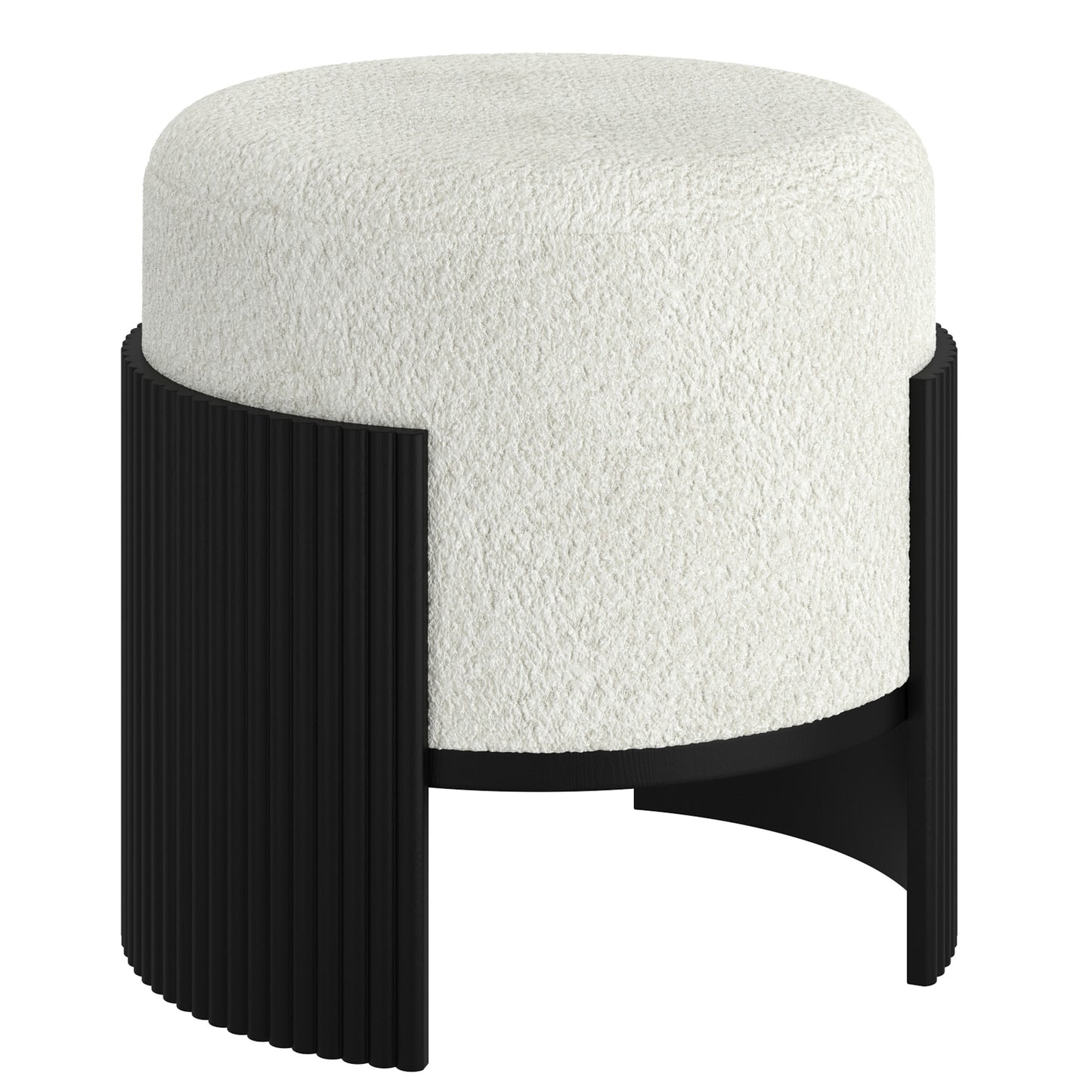 Round Ottoman in Ivory & Black