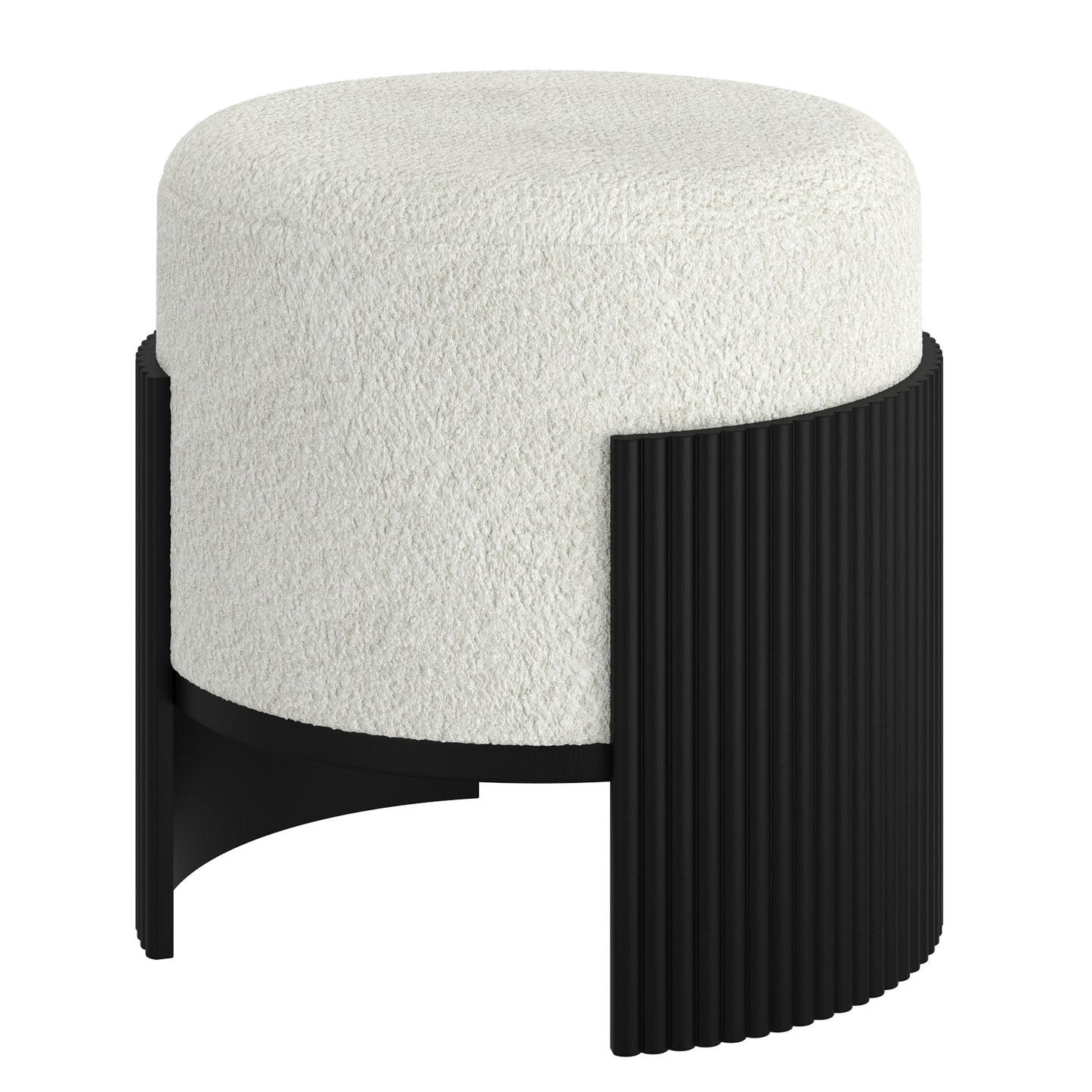 Round Ottoman in Ivory & Black