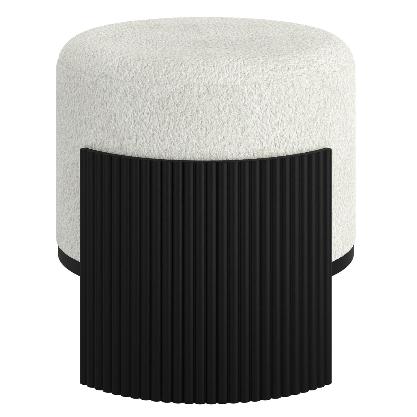 Round Ottoman in Ivory & Black