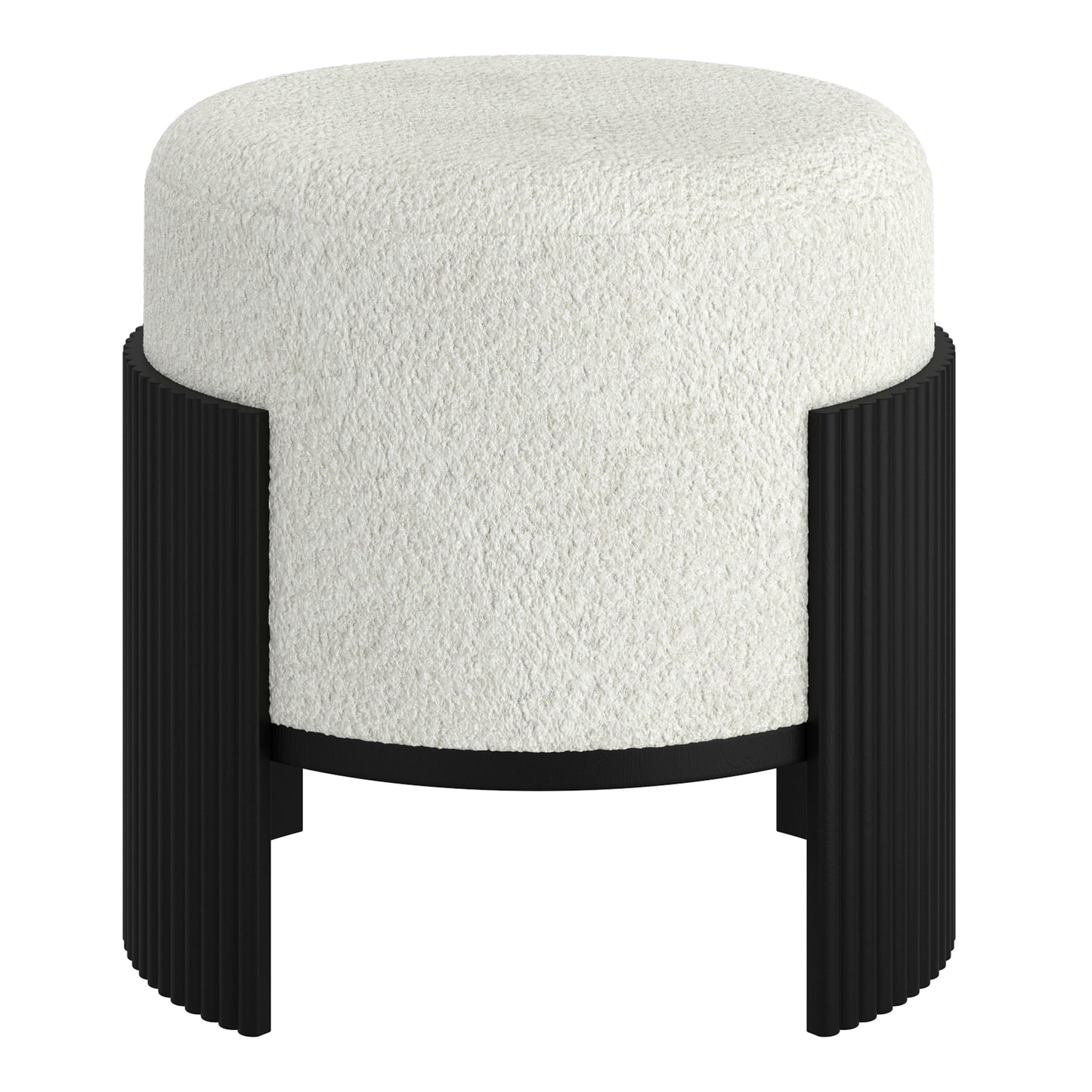 Round Ottoman in Ivory & Black