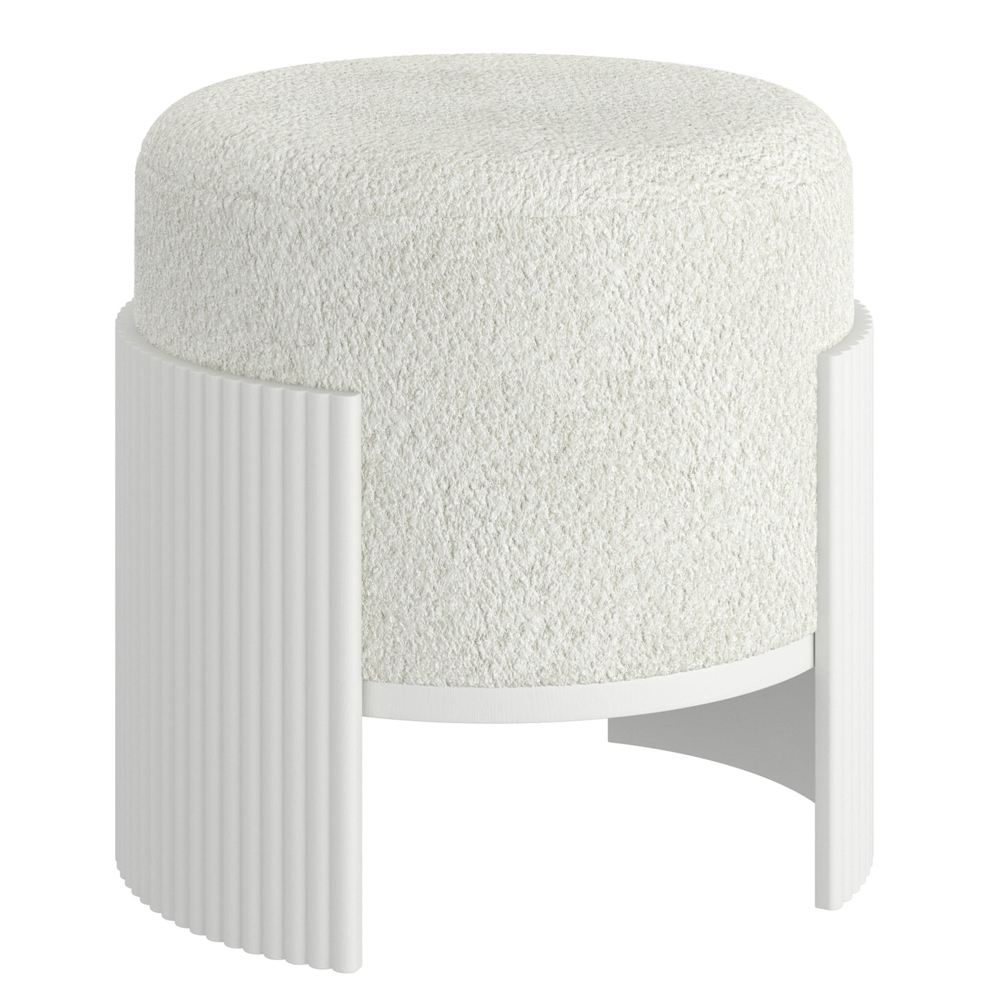 Round Ottoman in Ivory & White