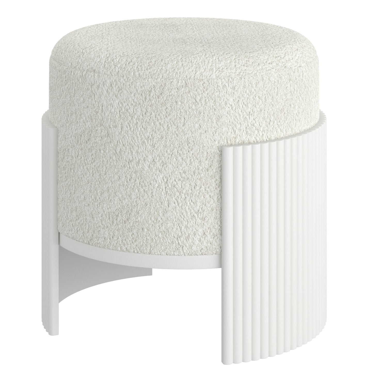 Round Ottoman in Ivory & White