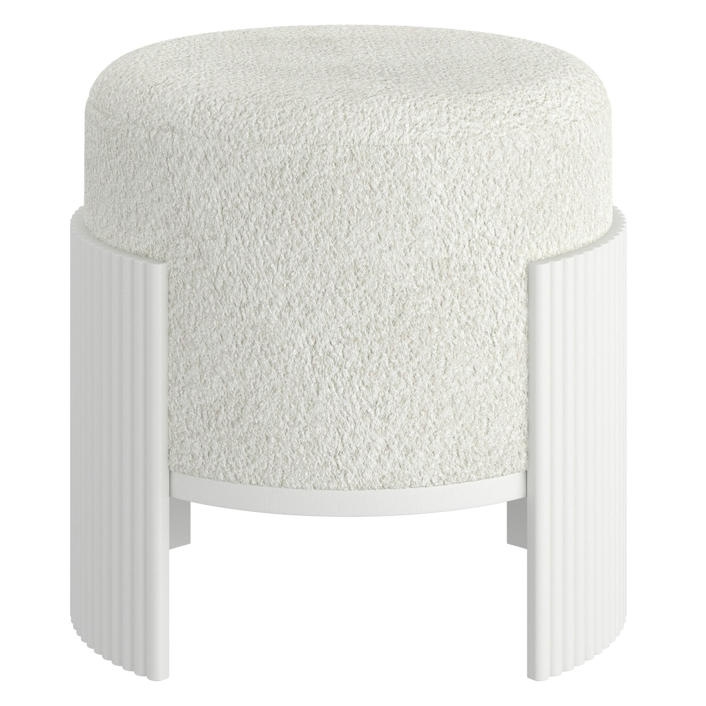 Round Ottoman in Ivory & White