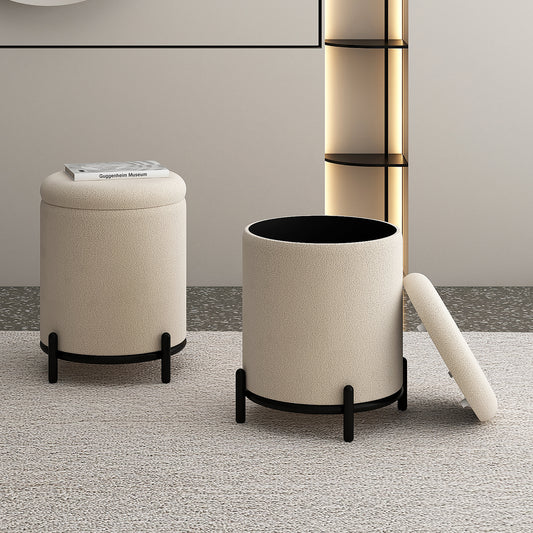 Castor Storage Ottoman in Cream Boucle