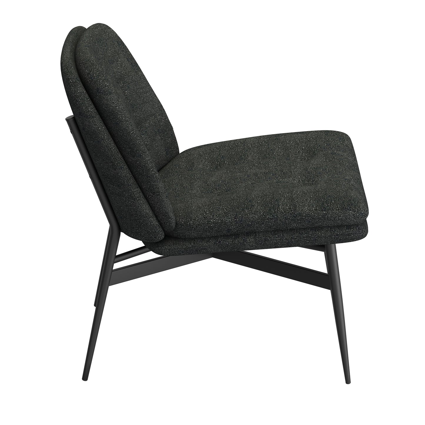 Accent Chair in Charcoal Fabric and Black