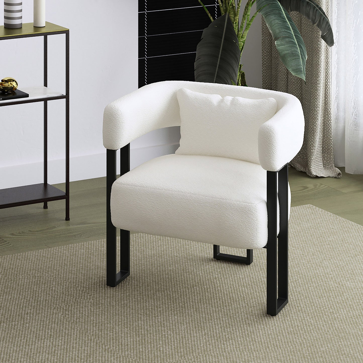 Scarlet Accent Chair in Ivory Boucle and Black