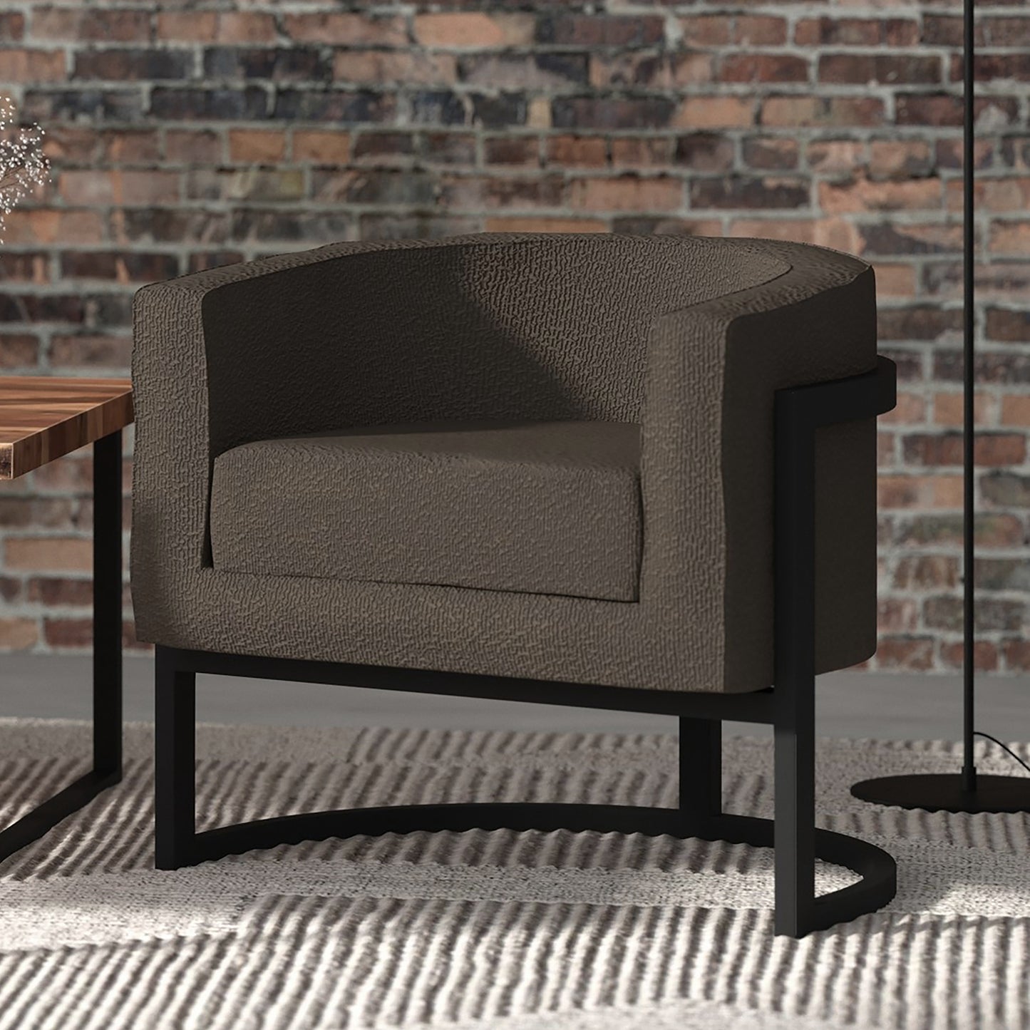 Accent Chair in Charcoal Boucle and Black