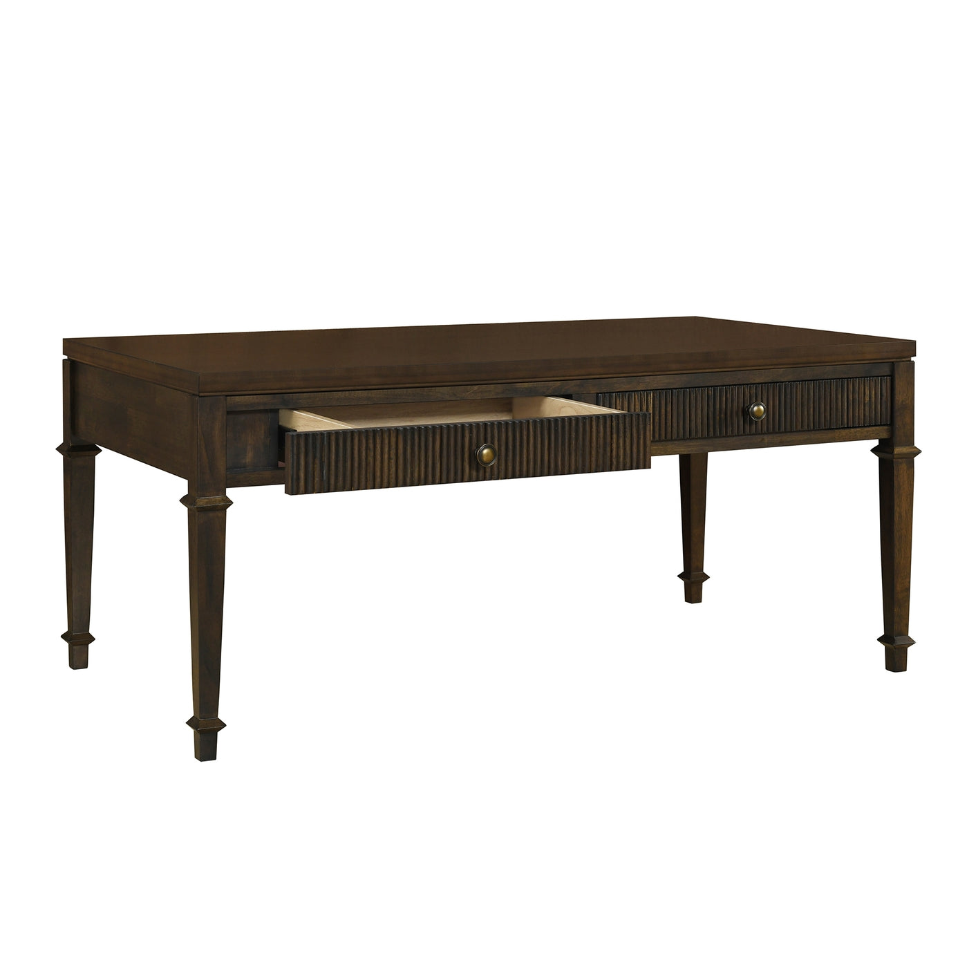 Fluted 2-Drawer Coffee Table, Brown