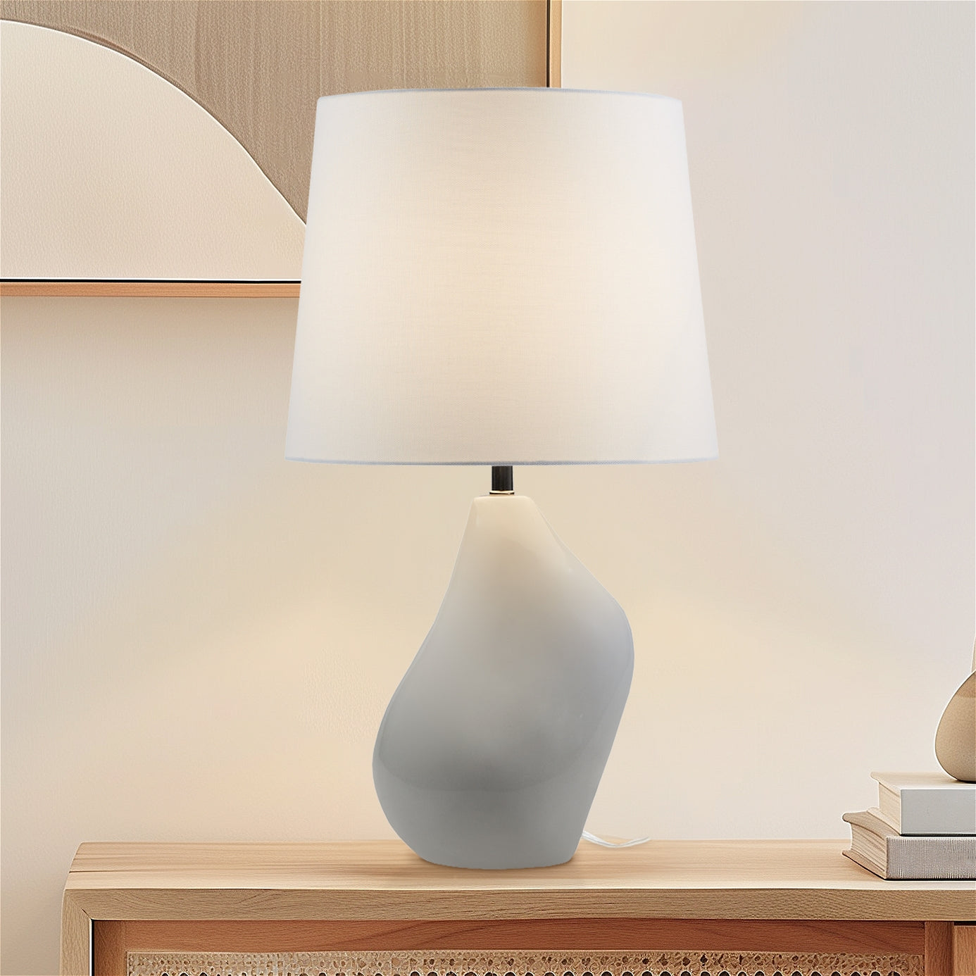 Asymmetrical Ombre Grey Ceramic Table Lamp, Grey