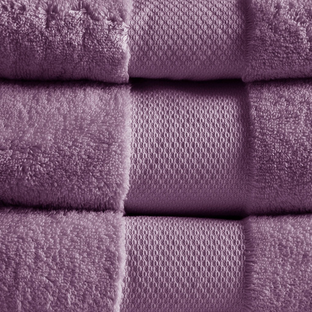 Turkish Cotton 6-Piece Bathroom Towel Set, Purple