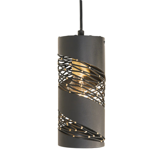 Flow 1-Lt Cylinder Mini Pendant Matte Black French Gold