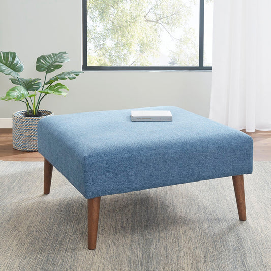 Square Upholstered Ottoman, Blue