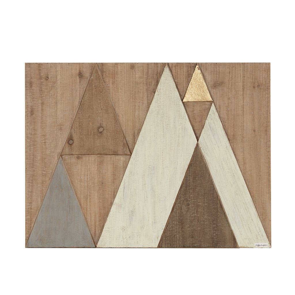 Triangle Wooden Wall Decor with Gold Accent