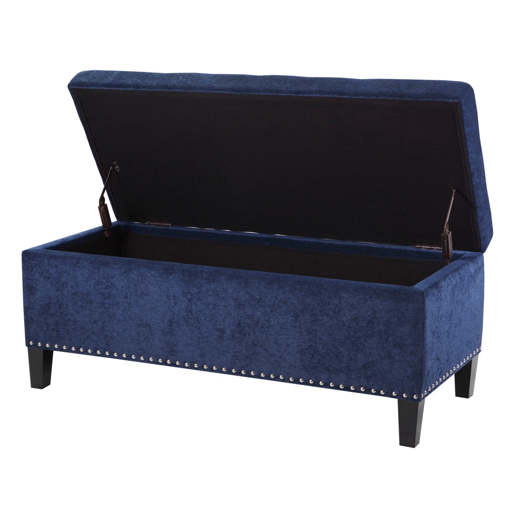 Upholstered Storage Bench, Blue