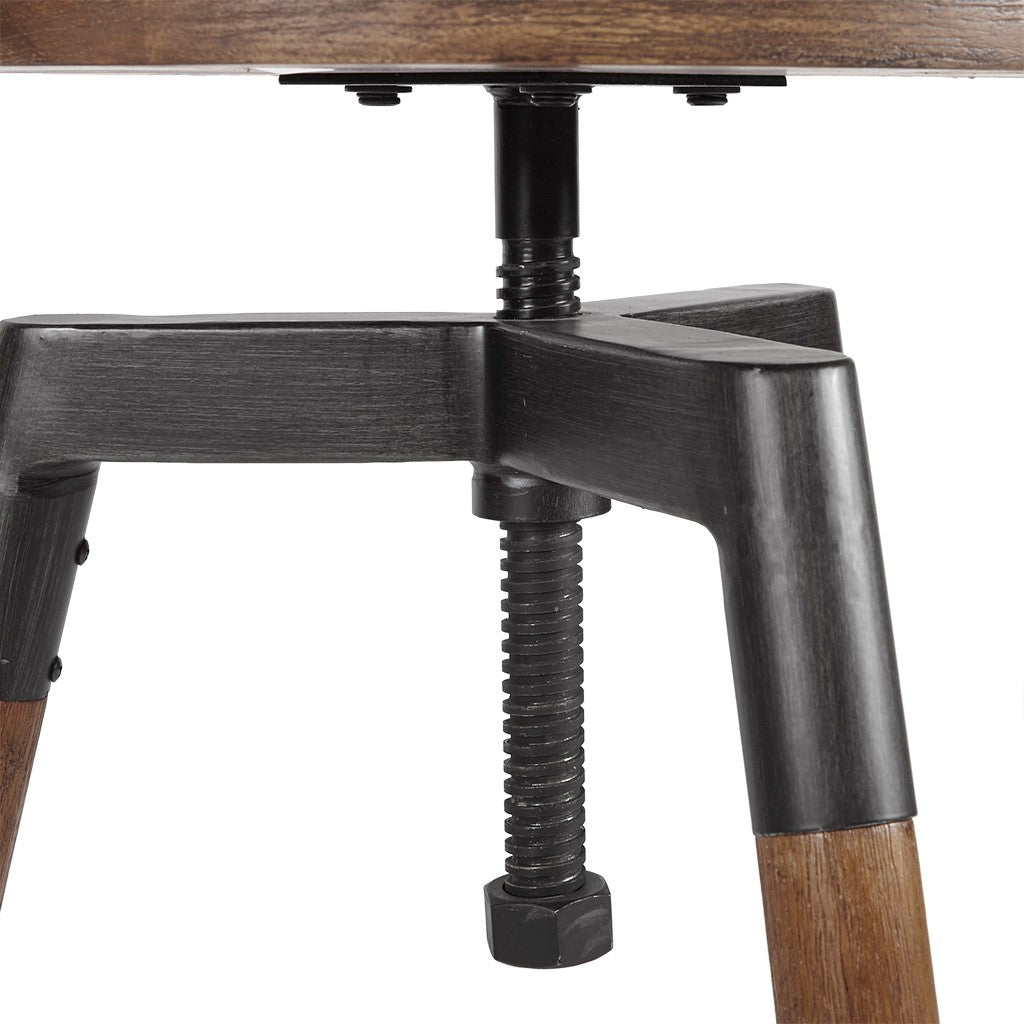 Adjustable Height Industrial Wooden Stool, Counter/Bar Stool (1 PC)