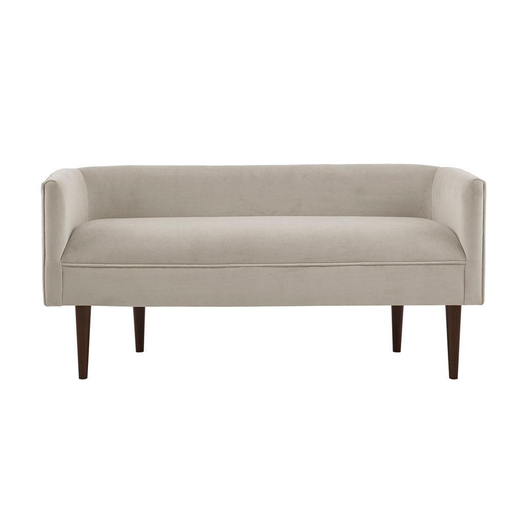 Cream Velvet Low Back Accent Bench