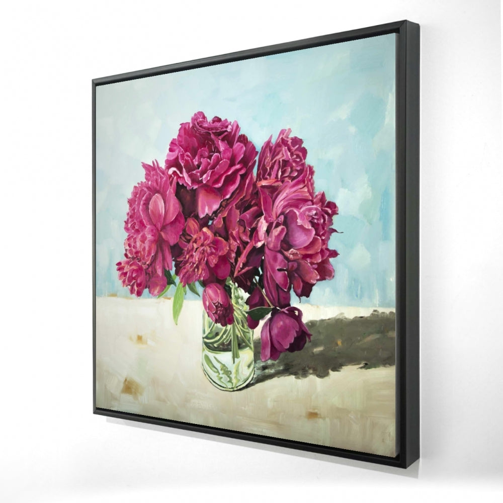 Fuchsia Peony | Framed Print On Canvas 24" X 24"