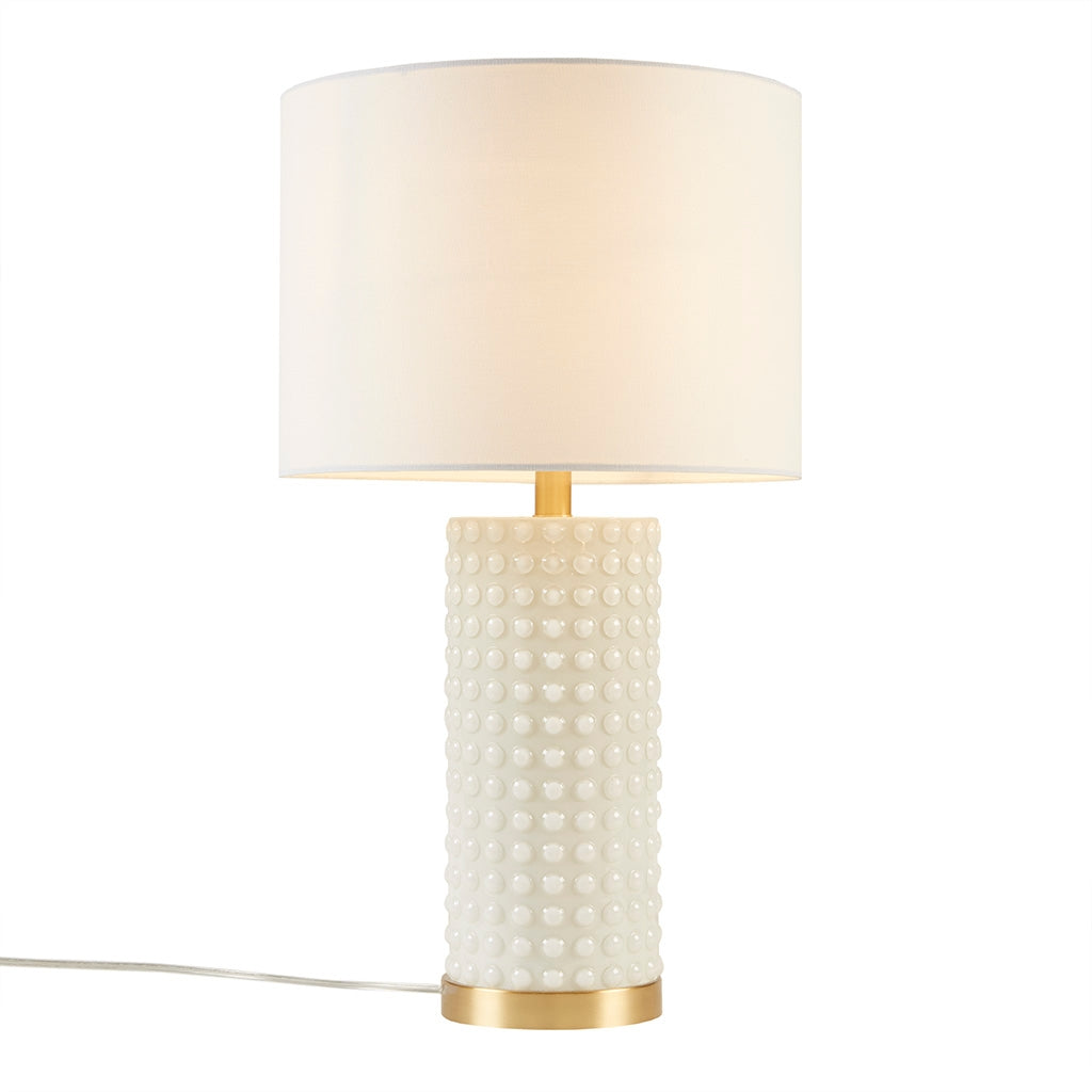 Gold White Glass Textured Dot Table Lamp