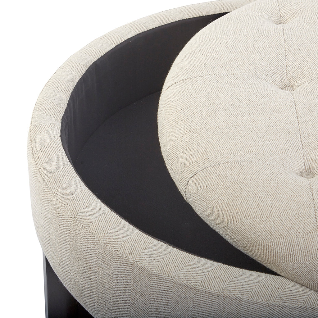 Morrocco Round Storage Ottoman, Cream