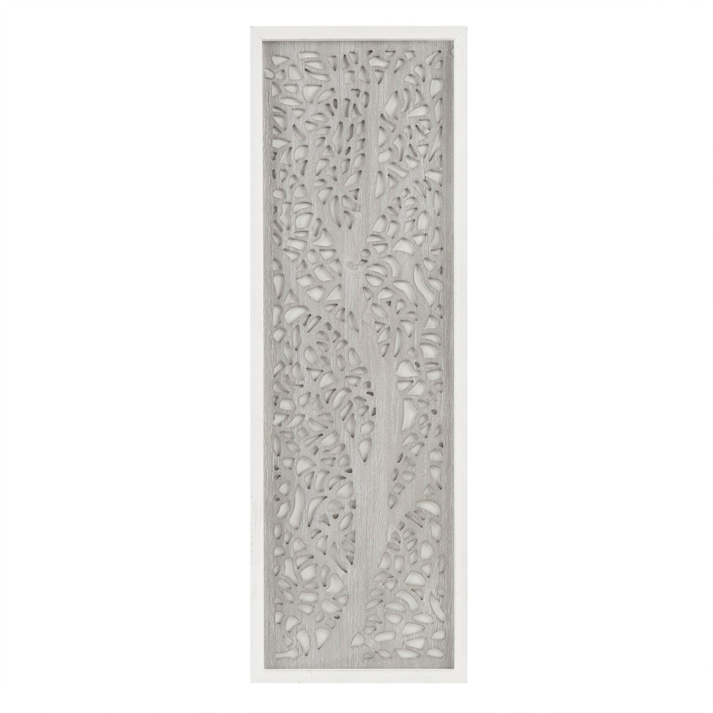 Botanical Carved Branches Reclaimed Wood Wall Decor, Grey