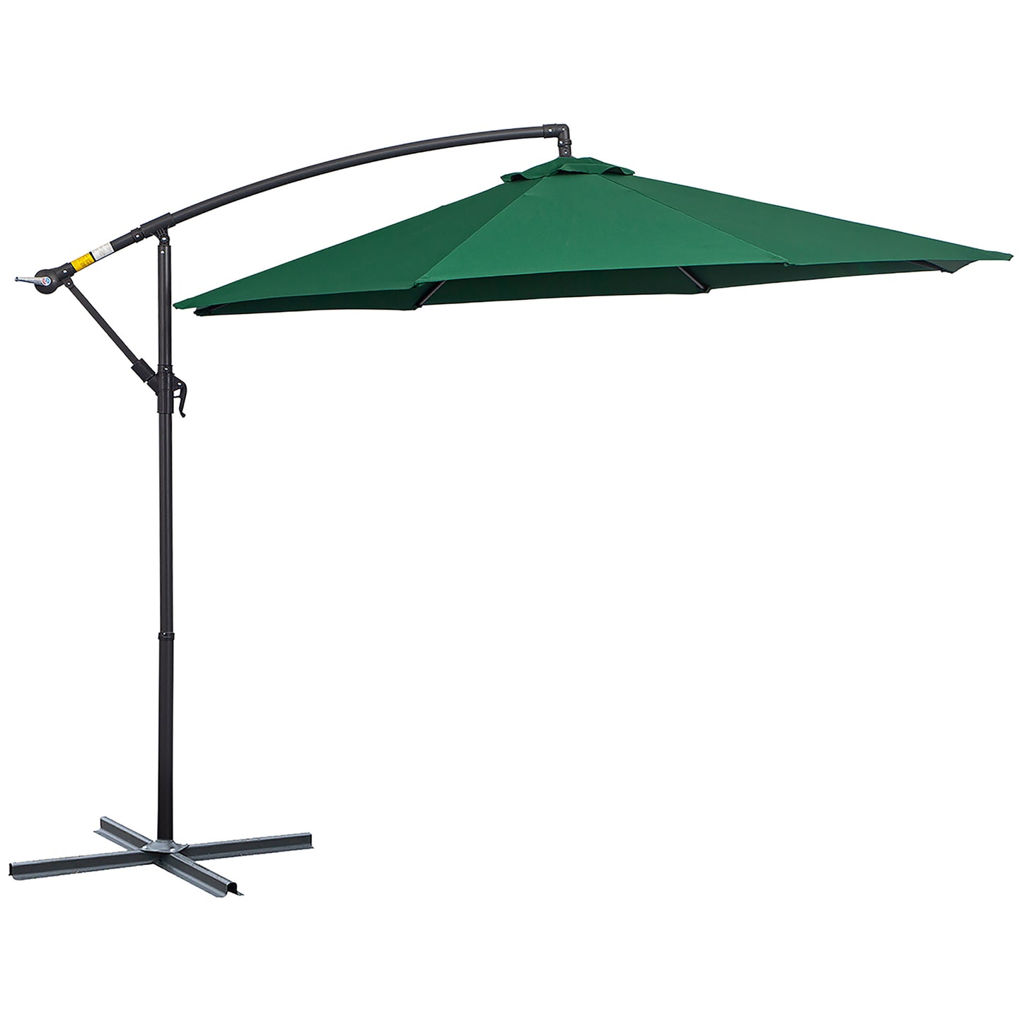 10' Deluxe Patio Umbrella Outdoor Market Parasol Banana Hanging Offset Sunshade Crank Cross Base Dark Green